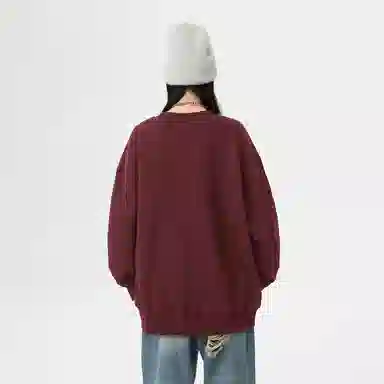 冰飞 美式高街复古学院风创意趣味搞怪风可爱狗狗图案字母印花宽松休闲舒适圆领落肩套头上衣服无性别主义重磅长袖卫衣 男女同款