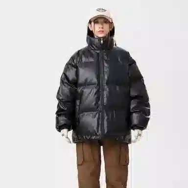 冰飞 美式复古嘻哈风街头基础款纯色立领机能加厚保暖防水防风宽松面包棉服 男女同款