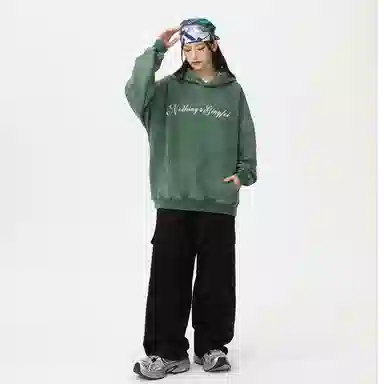 冰飞 美式复古嘻哈街头个性灵感创意撕裂感西方人物油画图案印花宽松休闲高级感水洗做旧上衣服重磅时尚百搭连帽卫衣 男女同款