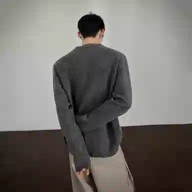 冰飞 日系复古高街纯色简约圆领套头基础款设计懒惰风内搭舒适毛衣休闲亲肤个性百搭氛围感日常通勤时尚感长袖针织衫 男女同款