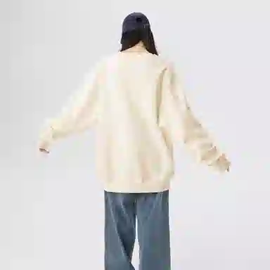 冰飞 美式复古高街创意趣味卡通动漫图案双臂字母印花宽松休闲舒适圆领套头秋衣服嘻哈街头学院风时尚重磅长袖卫衣 男女同款