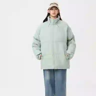 冰飞 美式嘻哈学院风基础简约休闲宽松保暖立领落肩面包服加厚百搭棉衣外套棉服 男女同款
