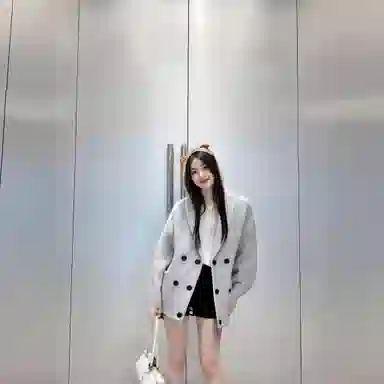 冰飞 美式慵懒风复古简约字母翻领纯色基础款宽松休闲保暖软糯外套学院风亲肤舒适百搭双排扣开衫长袖针织衫 男女同款
