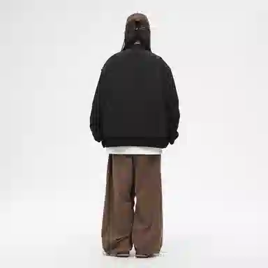 冰飞 美式潮牌学院风基础款拉链褶皱设计拼接小众高级感户外休闲宽松百搭夹克外套 通用