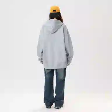 冰飞 美式时尚小众设计感百搭连帽慵懒风豹纹星星印花御寒保暖加绒加厚套头重磅上衣卫衣 男女同款
