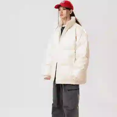 冰飞 美式复古嘻哈风街头基础款纯色立领机能加厚保暖防水防风宽松面包棉服 男女同款