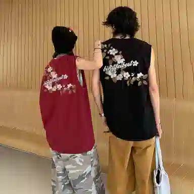 冰飞 背面图案印花美式基础款简约个性小众背心 男女同款