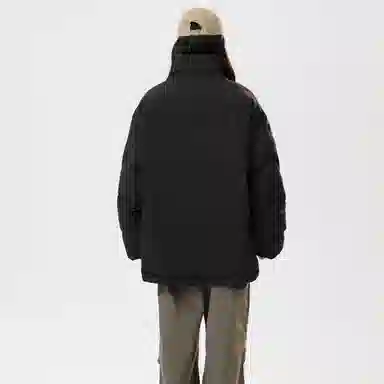 冰飞 美式嘻哈学院风基础简约休闲宽松保暖立领落肩面包服加厚百搭棉衣外套棉服 男女同款