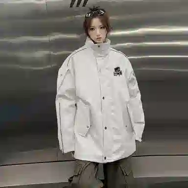冰飞 美式高街风骷髅印花设计感宽松立领外套加厚保暖御寒工装棉衣百搭舒适潮流棉服 冬款 男女同款