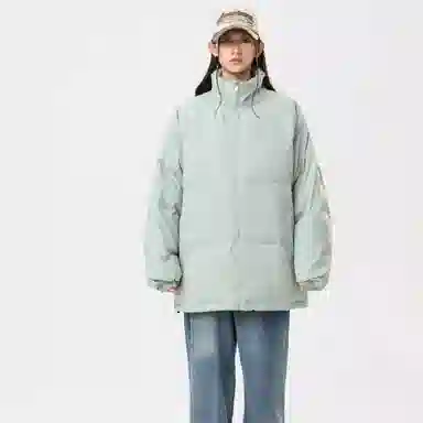 冰飞 美式嘻哈学院风基础简约休闲宽松保暖立领落肩面包服加厚百搭棉衣外套棉服 男女同款