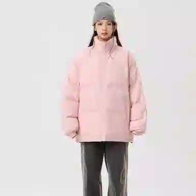 冰飞 美式嘻哈学院风基础简约休闲宽松保暖立领落肩面包服加厚百搭棉衣外套棉服 男女同款