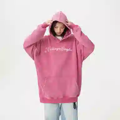 冰飞 美式复古嘻哈街头个性灵感创意撕裂感西方人物油画图案印花宽松休闲高级感水洗做旧上衣服重磅时尚百搭连帽卫衣 男女同款