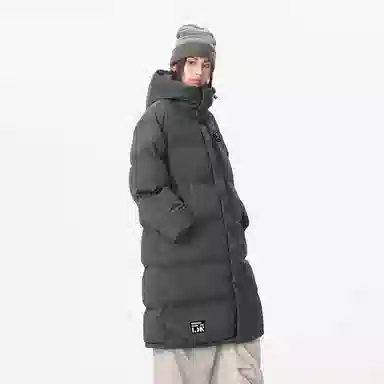 冰飞 美式复古学院风字母立体胶标图案简约纯色高级感宽松舒适户外运动通勤百搭潮流中长款过膝连帽加厚保暖面包服棉服 男女同款