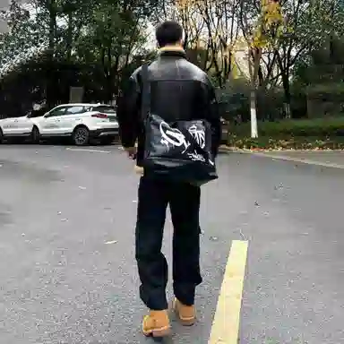 冰飞 韩系加厚加绒美式机车服高街学院风设计感撞色宽松潮牌无性别户外休闲百搭保暖纯色翻领棉服 男女同款