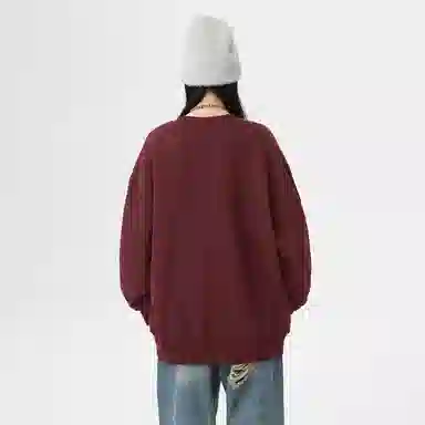 冰飞 美式复古高街创意趣味卡通动漫图案双臂字母印花宽松休闲舒适圆领套头秋衣服嘻哈街头学院风时尚重磅长袖卫衣 男女同款