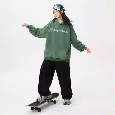 冰飞 美式复古嘻哈街头个性灵感创意撕裂感西方人物油画图案印花宽松休闲高级感水洗做旧上衣服重磅时尚百搭连帽卫衣 男女同款