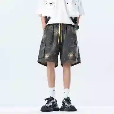 冰飞 美式复古时尚个性高街百搭舒适潮流休闲短裤 男女同款