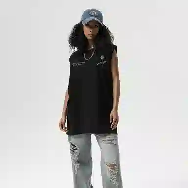 冰飞 美式复古高街宽松背心 男女同款
