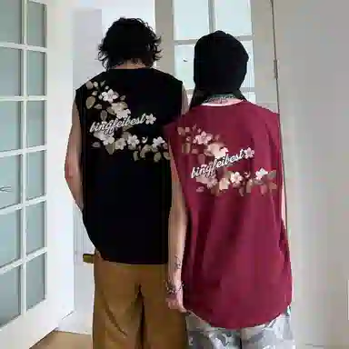 冰飞 背面图案印花美式基础款简约个性小众背心 男女同款