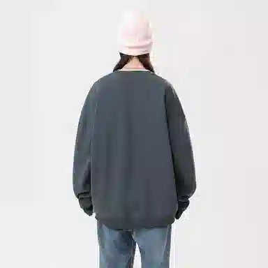 冰飞 美式高街复古学院风创意趣味搞怪风可爱狗狗图案字母印花宽松休闲舒适圆领落肩套头上衣服无性别主义重磅长袖卫衣 男女同款