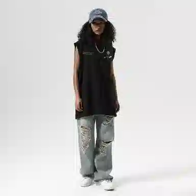 冰飞 美式复古高街宽松背心 男女同款