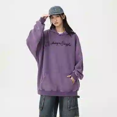 冰飞 美式复古嘻哈街头个性灵感创意撕裂感西方人物油画图案印花宽松休闲高级感水洗做旧上衣服重磅时尚百搭连帽卫衣 男女同款