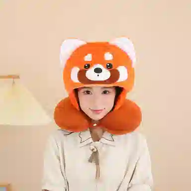 蒙小仔 卡通可爱小熊猫帽子考拉水獭可爱帽子一体保暖 陪伴安抚 玩偶周边
