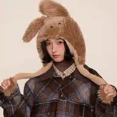 蒙小仔 秋冬帽子耳朵会动 可爱冬季护耳毛绒卡通小狗 保暖防寒加厚头帽 玩偶周边