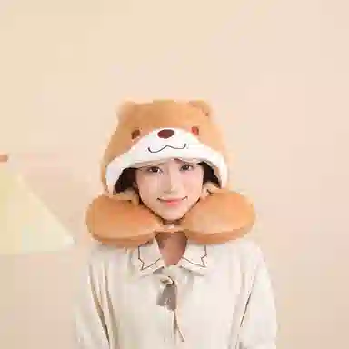 蒙小仔 卡通可爱小熊猫帽子考拉水獭可爱帽子一体保暖 陪伴安抚 玩偶周边