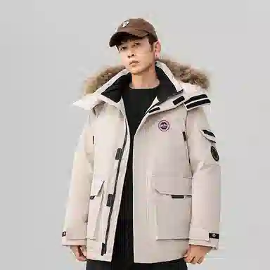 雅鹿 连帽中长款百搭羽绒服 男女同款 黑色