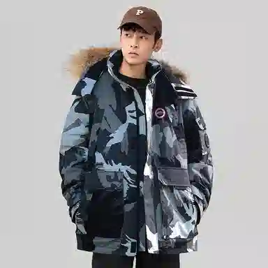 雅鹿 连帽中长款百搭羽绒服 男女同款 黑色