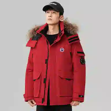 雅鹿 连帽中长款百搭羽绒服 男女同款 黑色