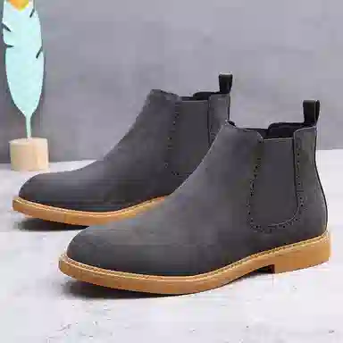 牛反绒 韩版大码英伦风舒适百搭短靴 短筒 马丁靴 男款