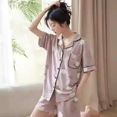 小情歌 家居服睡衣 短袖短裤睡衣女夏季家居服女夏款纯棉家居套装 水果图案设计 女款 粉色