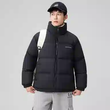 鸭鸭 户外运动韩系加厚保暖短款冬季外套纯色韩版休闲基础百搭立领面包羽绒服 男女同款