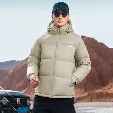 鸭鸭 极寒户外系列 中青年纯色韩版休闲基础百搭短款连帽加厚保暖运动面包羽绒服 男款