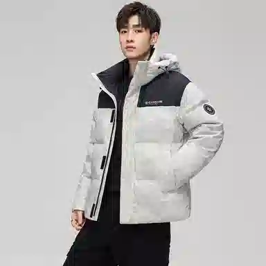 鸭鸭 青年时尚韩版潮流短款连帽户外运动休闲百搭防寒保暖迷彩面包羽绒服 男女同款