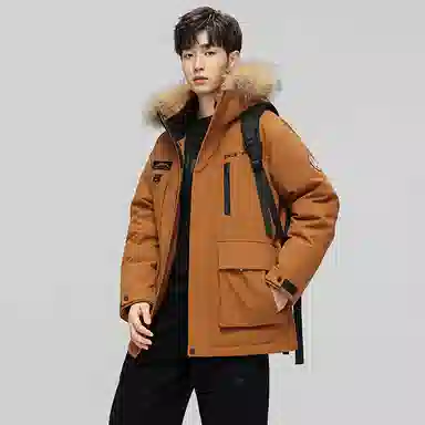 鸭鸭 蓝钻系列 中青年时尚韩版休闲百搭连帽宽松户外运动防寒保暖中长款羽绒服 男女同款