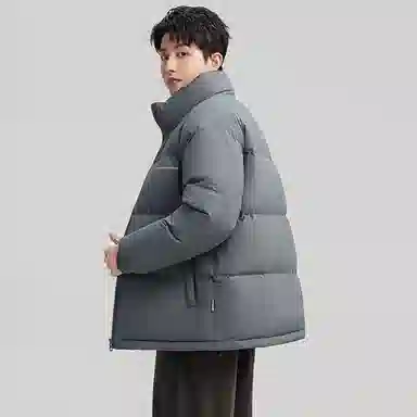 鸭鸭 户外极寒系列 纯色韩版休闲基础百搭短款立领运动面包羽绒服 男女同款