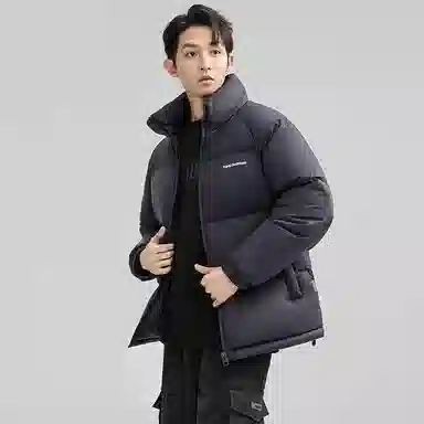 鸭鸭 户外极寒系列 纯色韩版休闲基础百搭短款立领运动面包羽绒服 男女同款