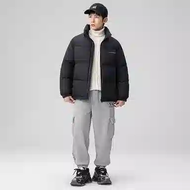 鸭鸭 户外运动韩系加厚保暖短款冬季外套纯色韩版休闲基础百搭立领面包羽绒服 男女同款