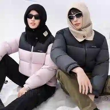 鸭鸭 中青年韩版休闲基础百搭短款立领户外运动加厚保暖暗黑面包羽绒服 男女同款