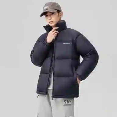 鸭鸭 户外运动韩系加厚保暖短款冬季外套纯色韩版休闲基础百搭立领面包羽绒服 男女同款