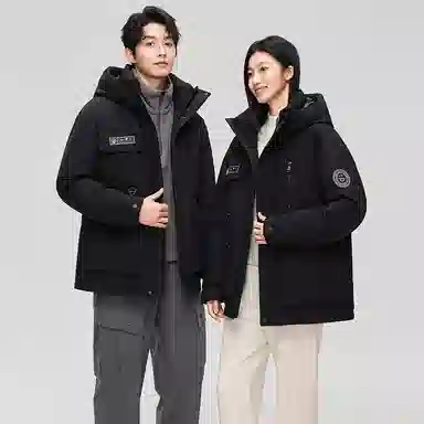 鸭鸭 山系户外系列 时尚潮流冬季工装保暖防寒休闲连帽羽绒服 男女同款