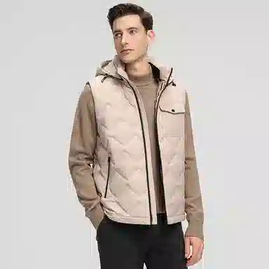 鸭鸭  韩版休闲可拆卸连帽短款秋冬季外套户外防寒保暖基础百搭外穿  羽绒马甲  男款