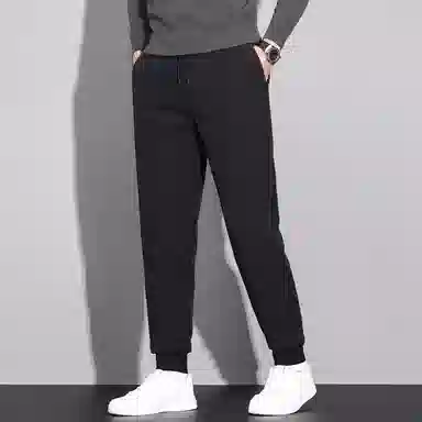 鸭鸭 户外保暖休闲裤男士束脚时尚纯色抽绳百搭加厚羽绒裤 男女同款