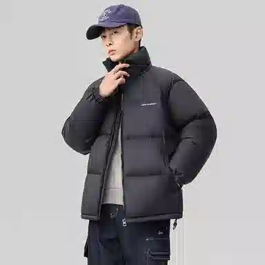 鸭鸭 户外运动韩系加厚保暖短款冬季外套纯色韩版休闲基础百搭立领面包羽绒服 男女同款