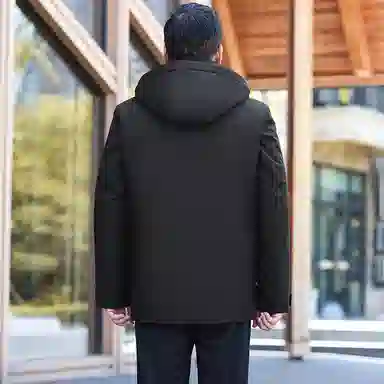 鸭鸭 商务休闲爸爸装可脱卸加绒内里鹅绒冬季保暖防风连帽羽绒服 男款