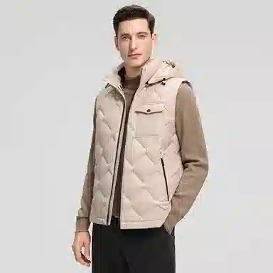 鸭鸭  韩版休闲可拆卸连帽短款秋冬季外套户外防寒保暖基础百搭外穿  羽绒马甲  男款