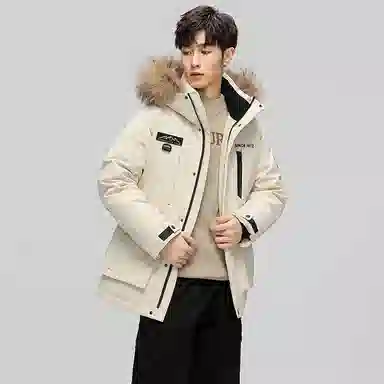 鸭鸭 蓝钻系列 中青年时尚韩版休闲百搭连帽宽松户外运动防寒保暖中长款羽绒服 男女同款